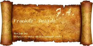 Frankó Anikó névjegykártya