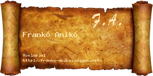 Frankó Anikó névjegykártya